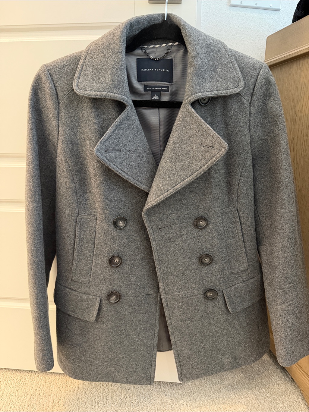 Banana Republic Gray Double-Breasted Wool Peacoat